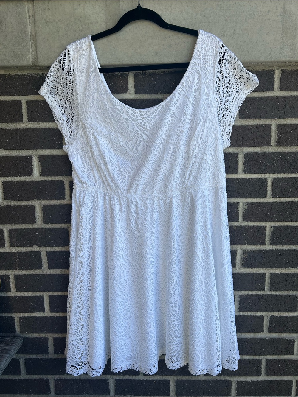 Coquette White Crochet Short Sleeve Mini Dress - Size 1X